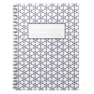 Navy Blue Geometric Pattern on White Notebook