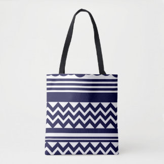 Navy Blue Geometric Pattern Tote Bag