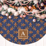 Navy Blue Gingerbread Man Monogram Christmas Brushed Polyester Tree Skirt<br><div class="desc">Bring festive charm to your holiday decor with this navy blue gingerbread man Christmas tree skirt. Featuring a delightful gingerbread man pattern on a rich navy background, this tree skirt adds a cosy and whimsical touch to any Christmas display. Customise it with your family monogram for a unique, personalised accent...</div>