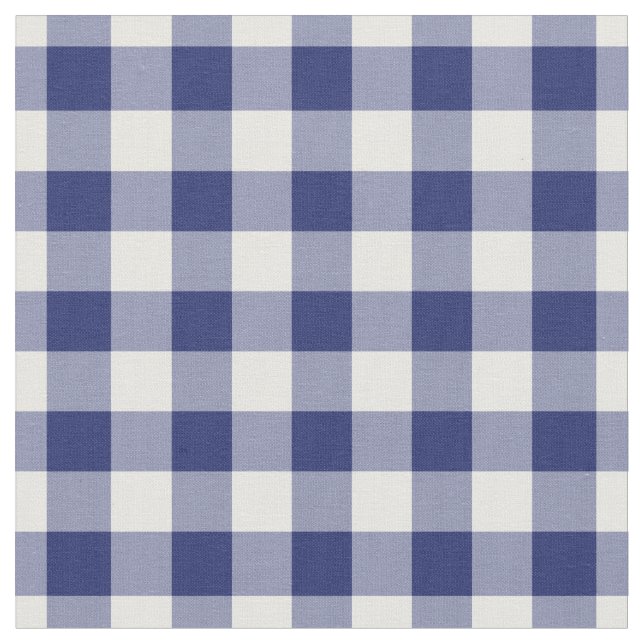 Navy Blue Gingham 1/2" Squares Fabric (Close Up)
