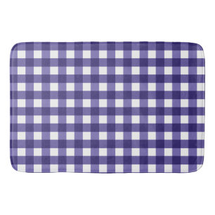 Navy blue gingham bath mat