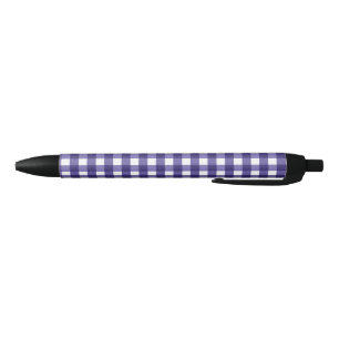 Navy blue gingham black ink pen