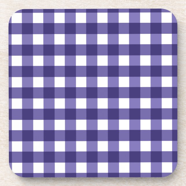 Navy blue gingham coaster (Front)