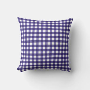 Navy blue gingham cushion
