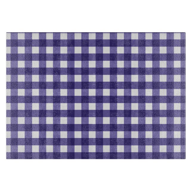 Navy blue gingham cutting board (Front)