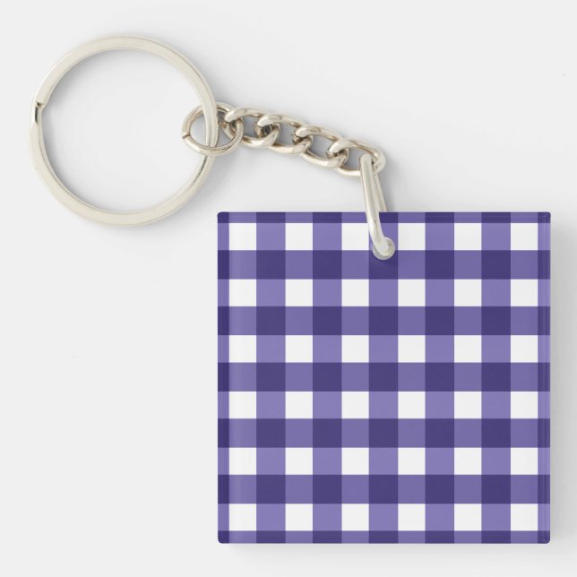Navy blue gingham key ring (Front)