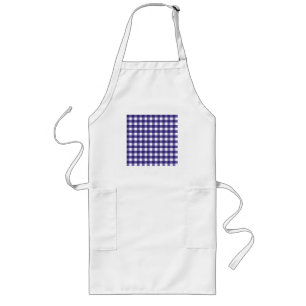 Navy blue gingham long apron