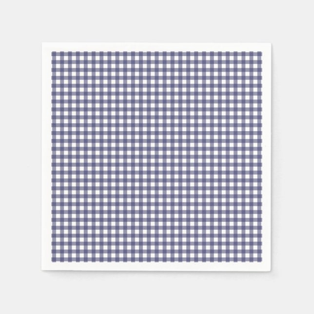 Navy Blue Gingham Paper Napkins (Front)