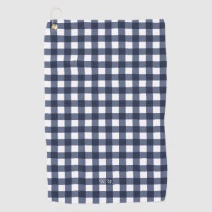 Navy Blue Gingham Plaid Golf Towel