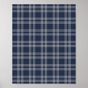 Navy Blue Gingham Poster