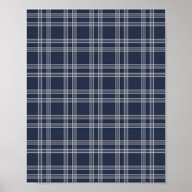 Navy Blue Gingham Poster (Front)