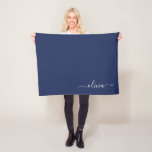 Navy Blue Girly Monogram Name Modern Fleece Blanket<br><div class="desc">Navy Blue Monogram Name Fleece Blanket. This makes the perfect sweet 16 birthday,  wedding,  bridal shower,  anniversary,  baby shower or bachelorette party gift for someone that loves glam luxury and chic styles.</div>