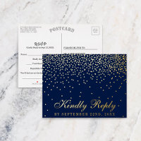 Navy Blue & Glam Confetti Wedding RSVP Real