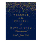 Navy Blue & Glam Gold Confetti Wedding Welcome