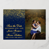 Navy Blue & Glam Gold Wedding Save The Date Real