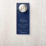 Navy Blue & Glam Silver Confetti Wedding Door Hanger<br><div class="desc">The navy blue & glam silver confetti wedding collection is perfect for any couple planning a romantic wedding celebration. The design features a chic navy blue background with glam gold confetti which is truly stunning and perfect for any special event. The wording incorporates the same silver colour of the design...</div>