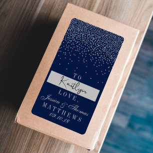 Navy Blue & Glam Silver Confetti Wedding Gift