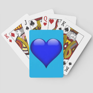 Navy Blue Glass Heart Customisable Playing Cards