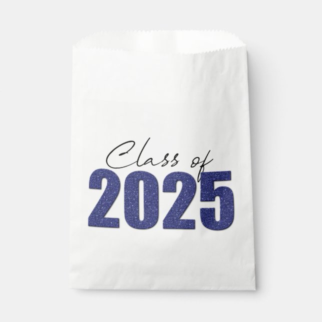 Navy Blue Glitter Class of 2025 Favour Bags (Front)
