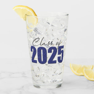 Navy Blue Glitter Class of 2025 Glass