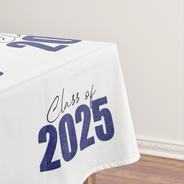 Navy Blue Glitter Class of 2025 Tablecloth (In Situ)
