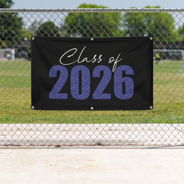 Navy Blue Glitter Class of 2026 Banner (Insitu)