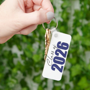 Navy Blue Glitter Class of 2026 Key Ring