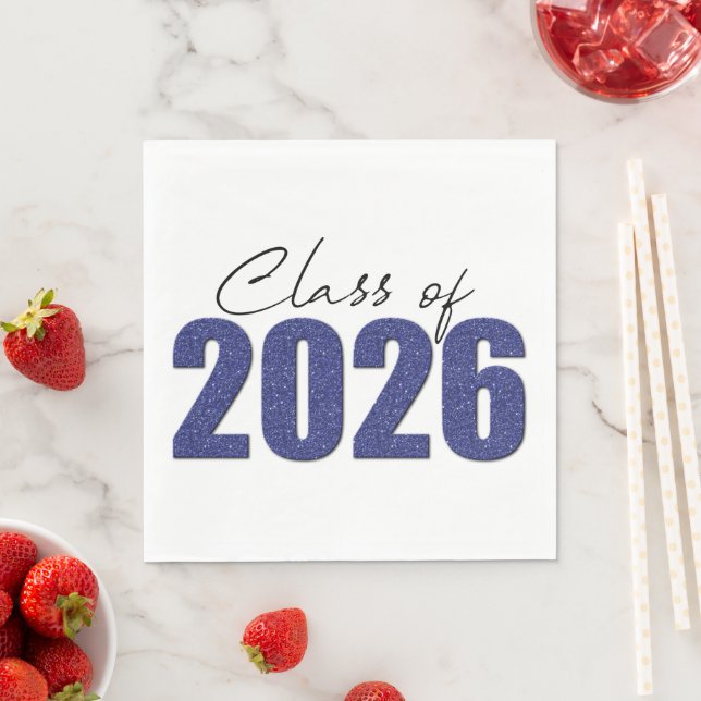 Navy Blue Glitter Class of 2026 Napkin (Insitu)