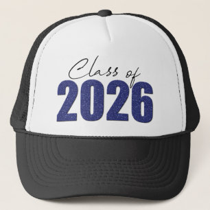 Navy Blue Glitter Class of 2026 Trucker Hat