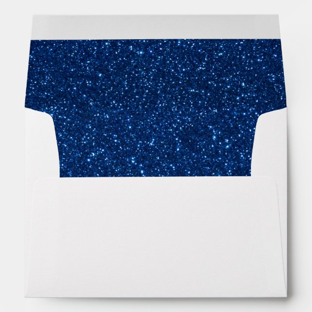 Navy Blue Glitter Lined Return Address Envelope (Back (Bottom))