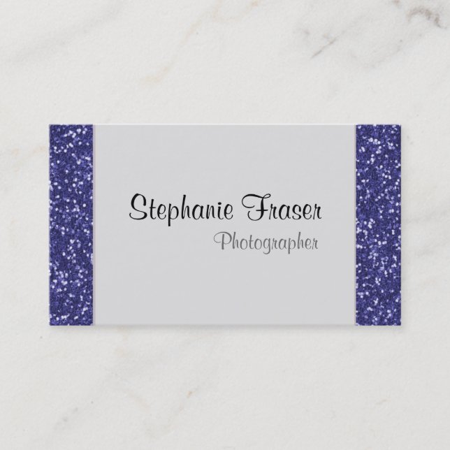 Navy Blue Glitter Photographer Business Cards (Front)