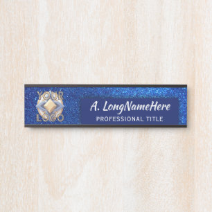 Navy Blue Glitter Sparkling Event Professional Door Sign