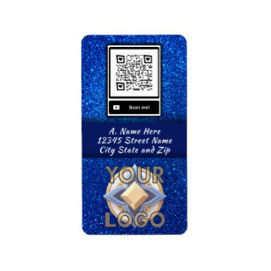 Navy Blue Glitter Vertical QR code Logo Event Pros Label