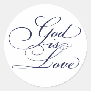 Navy Blue God is Love Christian Wedding Stickers
