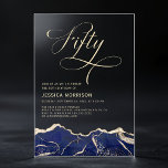 Navy Blue Gold Agate 50th Fifty Birthday Party Acrylic Invitations<br><div class="desc">A refined and stylish 50th birthday invitation featuring a luxurious navy blue and gold agate design. Printed on high-quality cardstock,  this invitation blends modern sophistication with timeless elegance. The deep navy hues,  accented by shimmering gold details,  create a regal and polished aesthetic—perfect for celebrating this milestone in style.</div>
