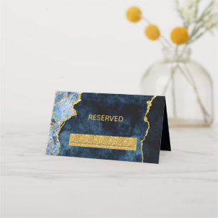 Navy Blue Gold Agate Gilt Reserved Seating Wedding Place Card