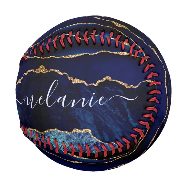 Navy Blue Gold Baseball Custom Name and Letter (Front Right)