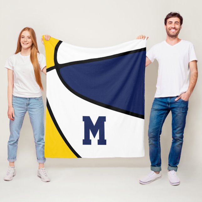 navy blue gold basketball team colours boys girls fleece blanket (In Situ)