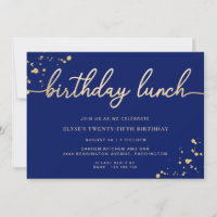 Navy Blue Gold Birthday Lunch