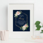 Navy Blue Gold Blush Bridal Shower Ring Game Poster<br><div class="desc">This fun Ring game is sure to be a huge hit at your shower!</div>