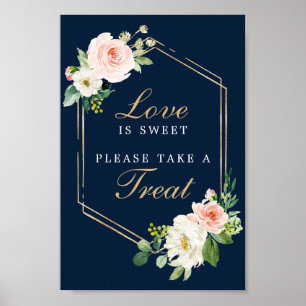 Navy Blue Gold Blush Love Is Sweet Favors Sign