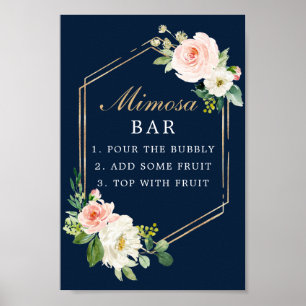 Navy Blue Gold Blush Mimosa Bar Sign