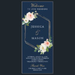 Navy Blue Gold Blush Wedding Program Programme<br><div class="desc">This beautiful wedding program is perfect for any style of wedding. Easily edit with your information. Your guests will love easily reading over all of your wedding details!</div>