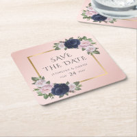 Navy Blue Gold Blush Wedding Save The Date