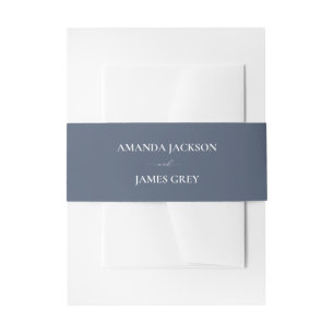 Navy Blue Gold Botanical Wedding Invitation Belly  Band