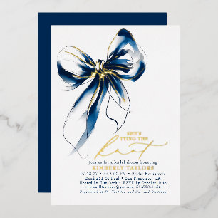 Navy Blue Gold Bow Elegant Whimsical Bridal Shower