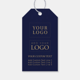 Navy Blue & Gold Branded Business Logo Package Gift Tags