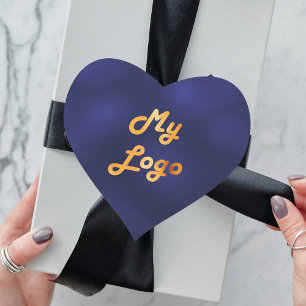Navy blue gold business logo heart sticker