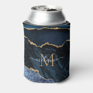Navy Blue Gold Can Colers Custom Name and Letter Cooler