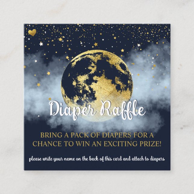 Navy Blue Gold Celestial Baby Shower Diaper Raffle Enclosure Card (Front)